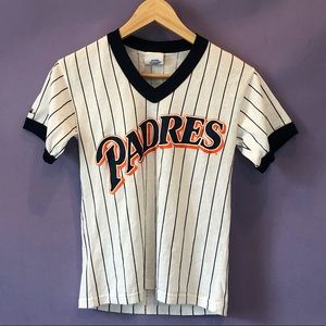 Vtg Majestic Women's Padres Baseball Striped Tee